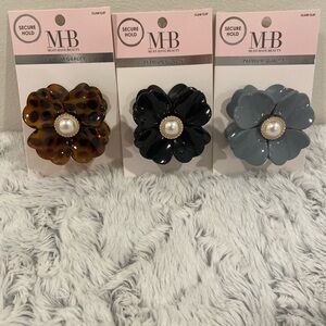 Floral Hair Claw Clips - Black, Gray, Brown